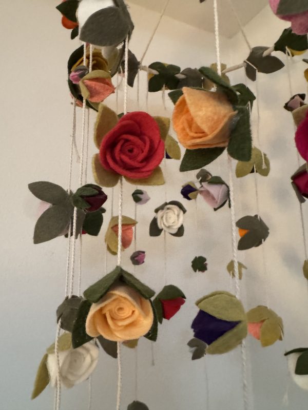 Handmade Felt Flower Mobile – Colourful Roses | 24cm - Image 3