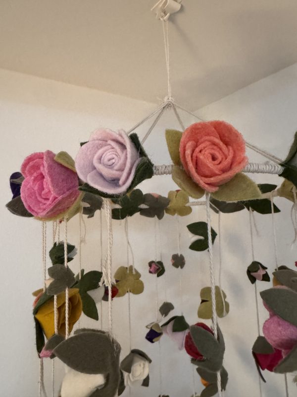 Handmade Felt Flower Mobile – Colourful Roses | 24cm - Image 4