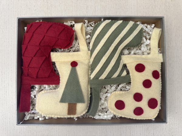 Set of 4 Handmade Felt Stocking Christmas Ornaments – Gift Boxed - Image 7