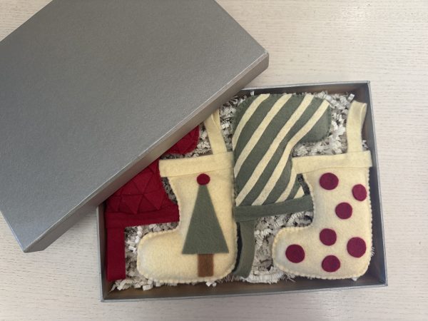 Set of 4 Handmade Felt Stocking Christmas Ornaments – Gift Boxed - Image 6