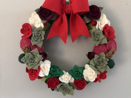 Handmade Festive Felt Wreath - 30cm Diameter
