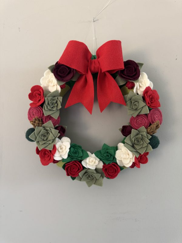Handmade Festive Felt Wreath - 30cm Diameter