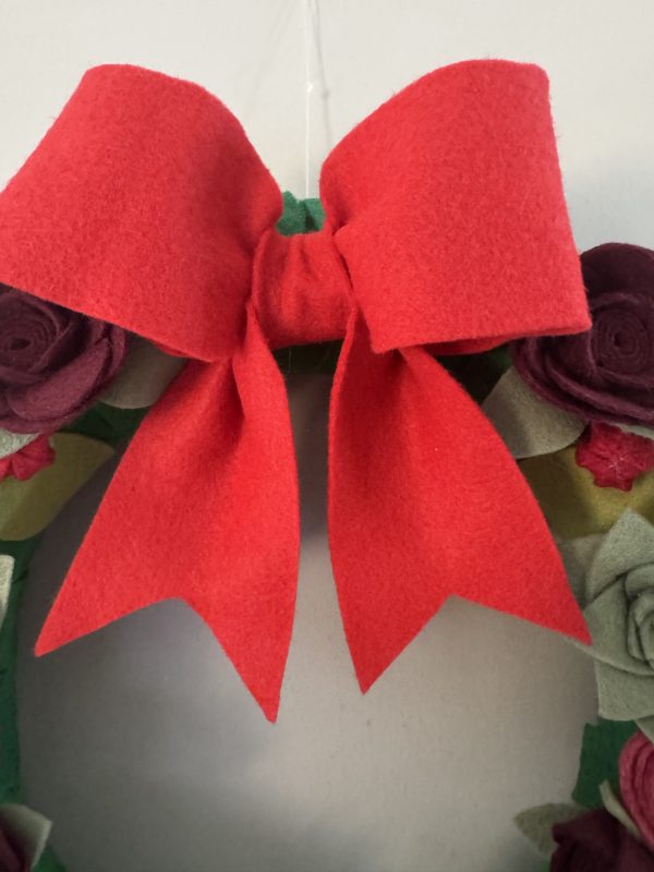 Handmade Festive Felt Wreath - 30cm Diameter - Image 5