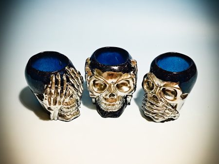 3 monkeys skull candle cups