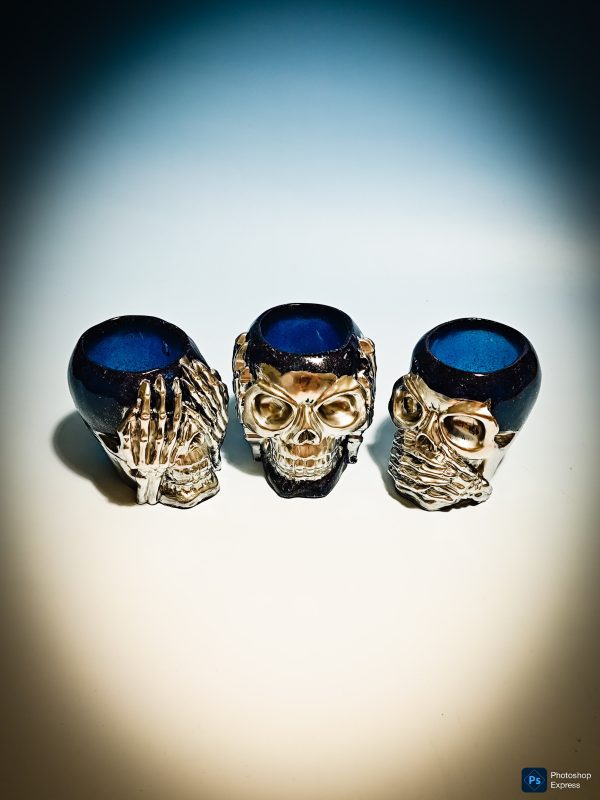 3 monkeys skull candle cups