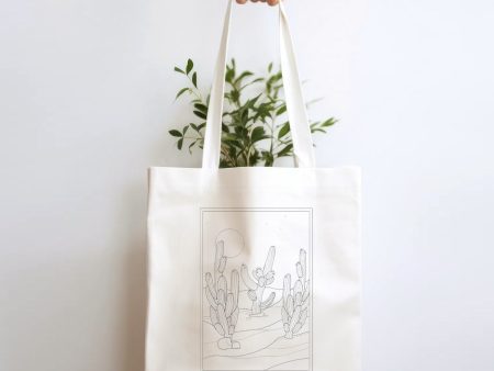 white tote bag resuable with black line boho design