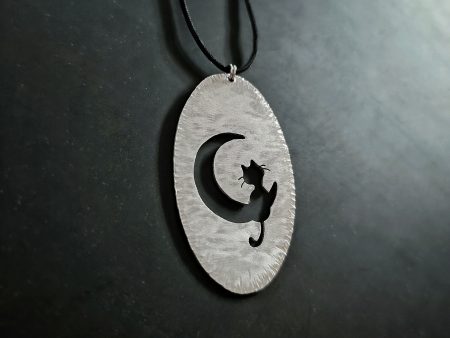 Cat and moon pendant