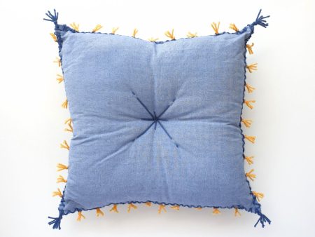 "Spiky consolation" blue & yellow comfort cushion - main