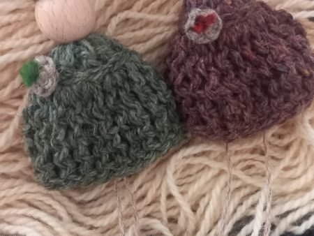 Wooden bead Hanging Dolls, Christmas Ornaments, Rustic Winter Decorations