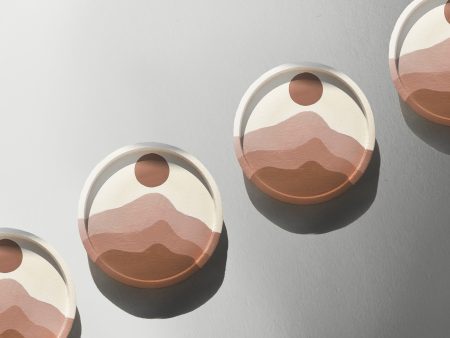 Boho Desert Mountain Concrete Coasters: Terracotta Decor, Set of 4