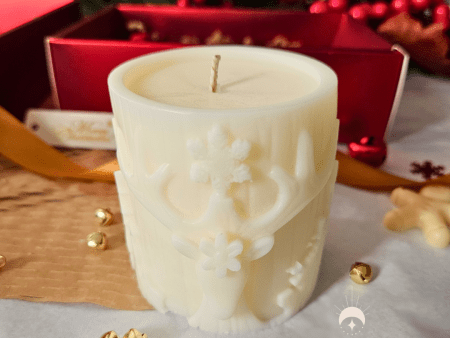 Reindeer pillar christmas candle