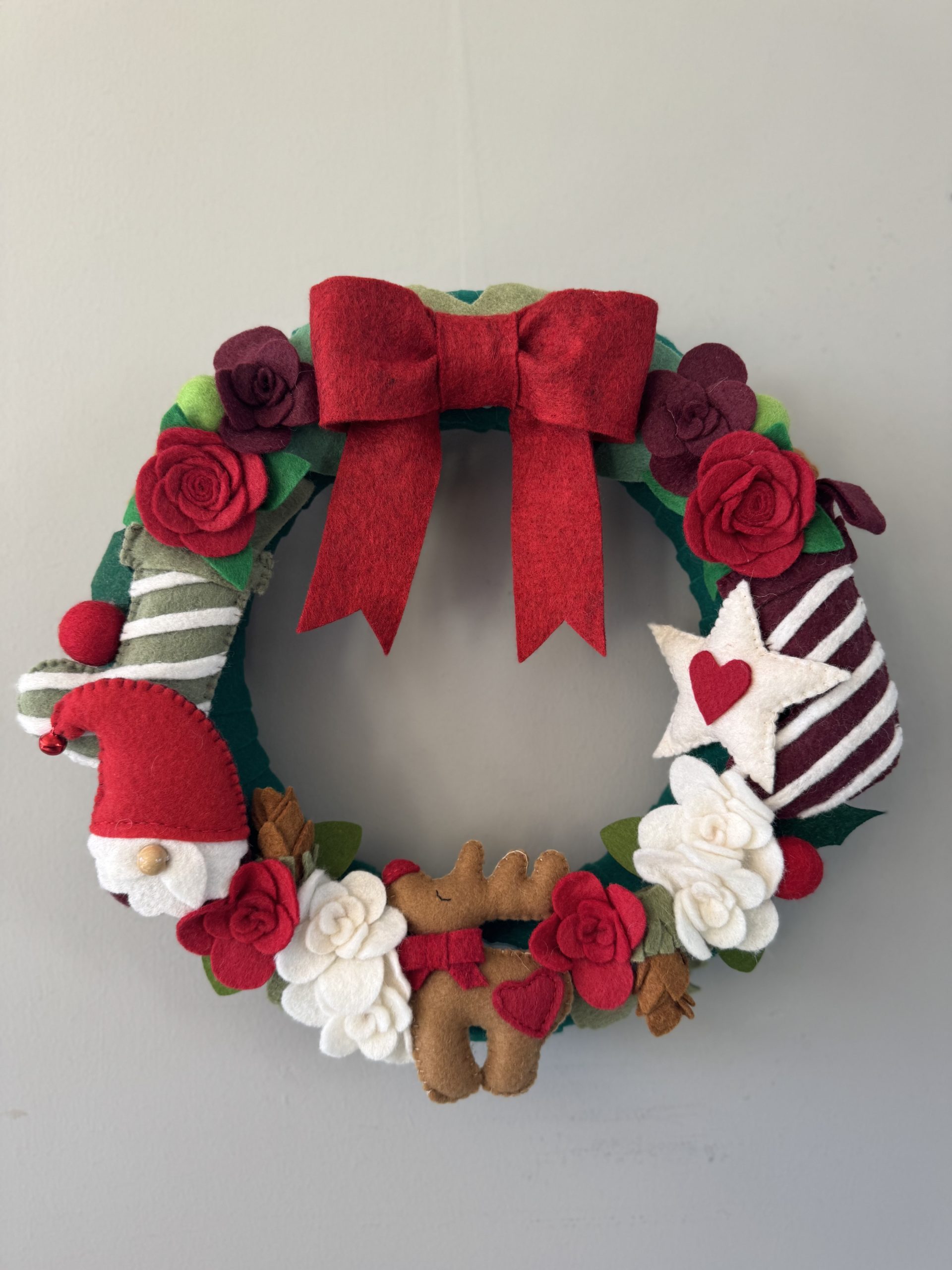 Handmade Festive Felt Wreath - 30cm Diameter