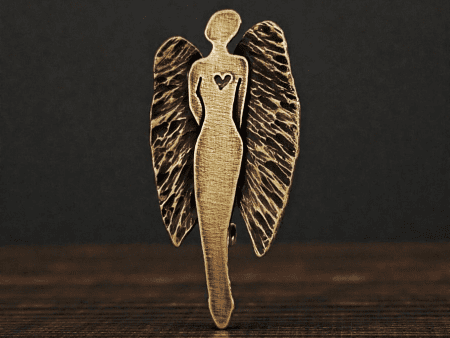 Guardian angel bronze brooch