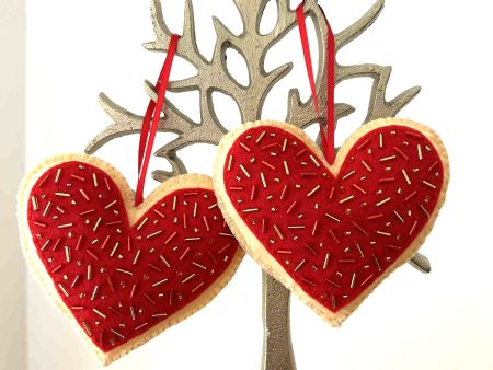 Valentine’s Day Felt Heart – Handmade Hanging Heart Ornament, Romantic Gift Idea