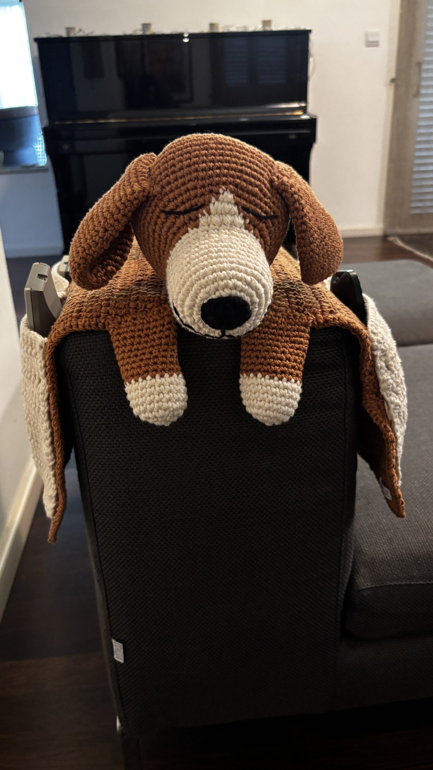Amigurumi Sleepy Puppy remote-control holder - the functional and unique organiser! - Image 6