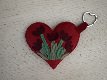 Handmade Felt Heart-Shaped Keychain