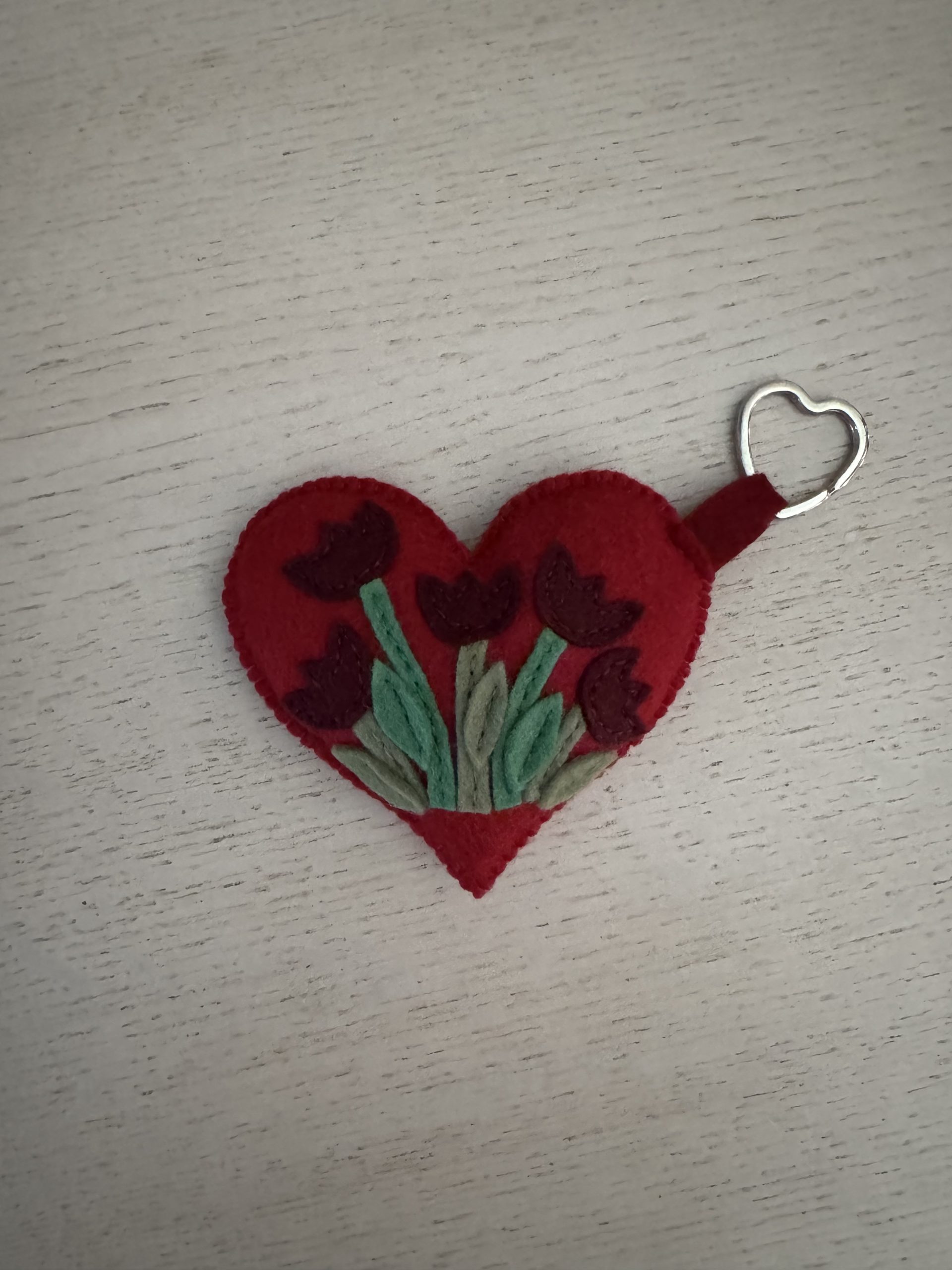 Handmade Felt Heart-Shaped Keychain