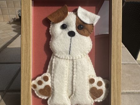 Cute handmade felt puppy wall art (15x20cm)