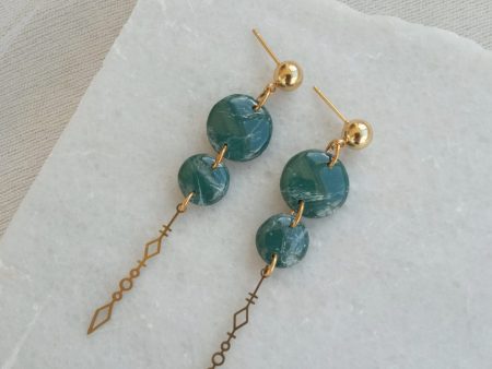 Marbled green boho-rock earrings