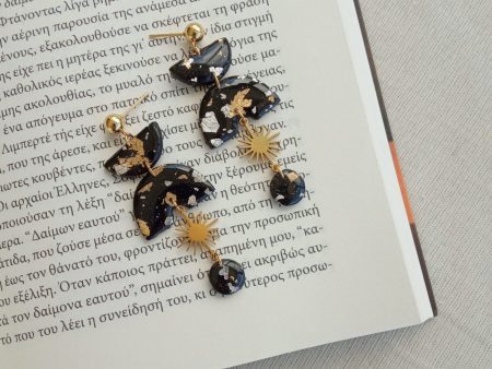 Boho black statement earrings
