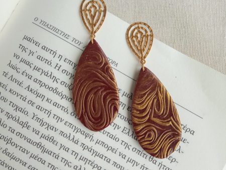 Burgundy teardrop long dangles