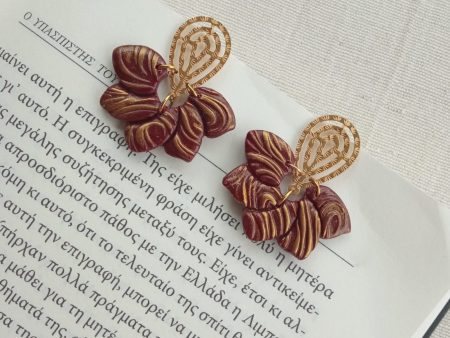 Burgundy petal earrings