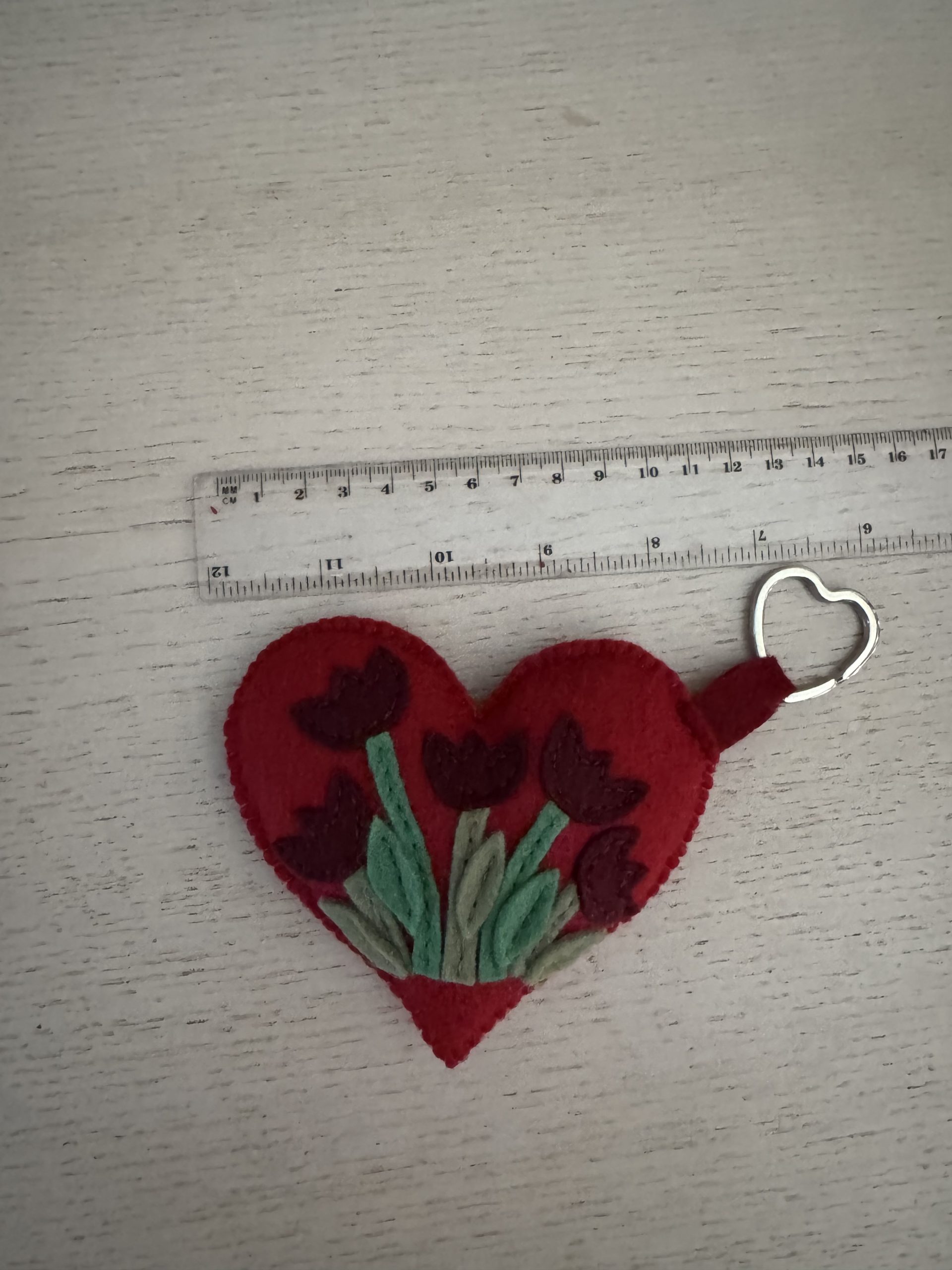 Handmade Felt Heart-Shaped Keychain - Image 2