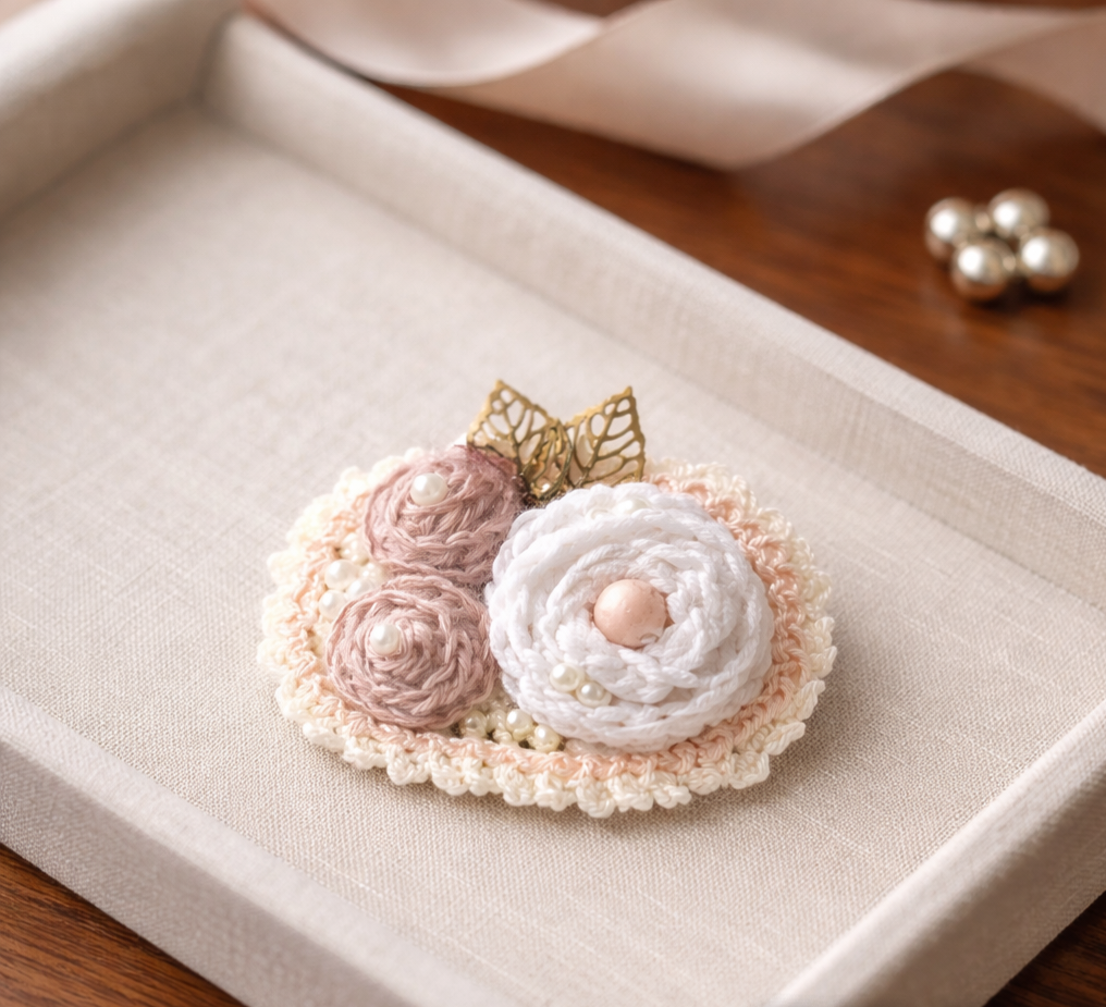 Unique Crochet Brooch - Ivory Whisper. ONE OF A KIND - Image 2