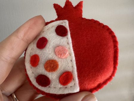 Whimsical Handmade felt pomengranate magnet