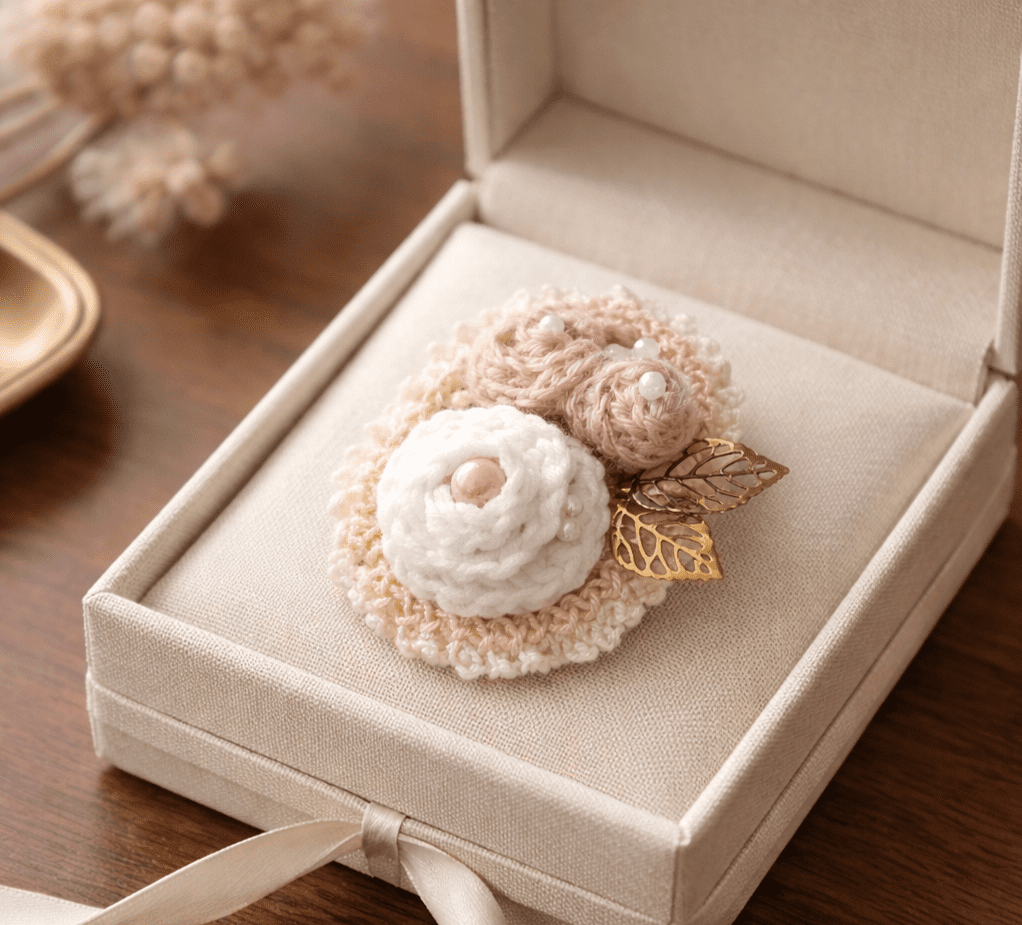 Unique Crochet Brooch - Ivory Whisper. ONE OF A KIND