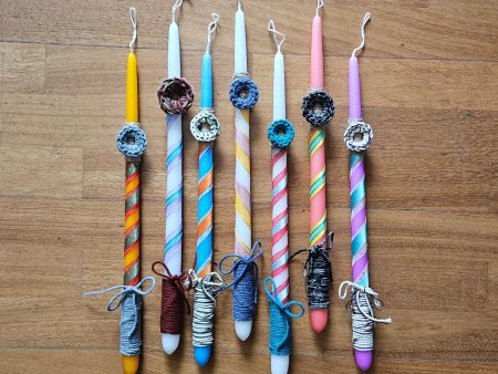 "Holy Radiance" upcycled handcrafted easter candles - all of them