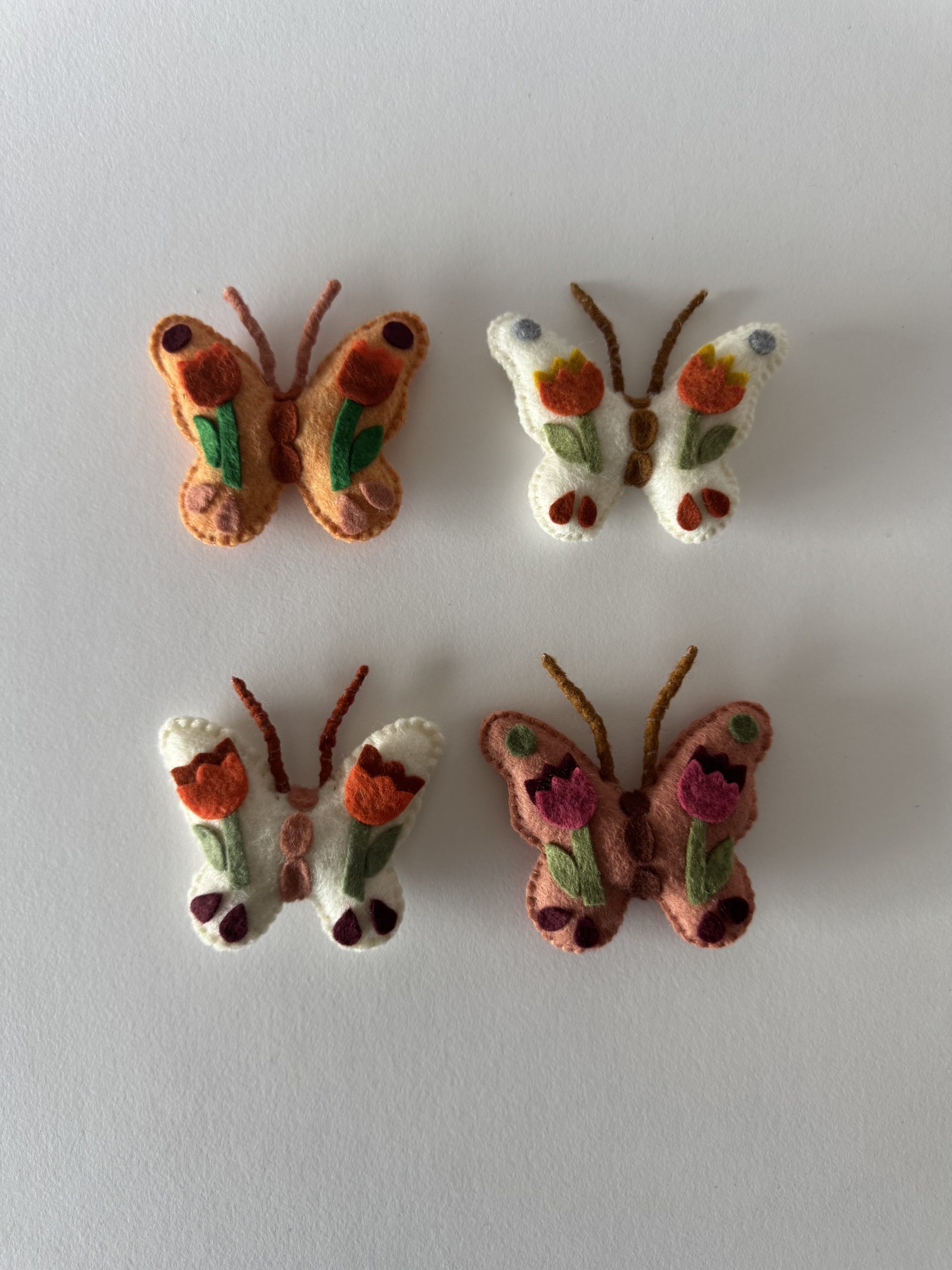Handmade Felt Butterfly magnets - 4 variations
