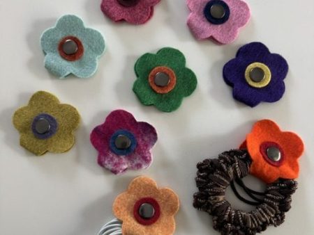 Felt flower cable wrap/hair tie holder