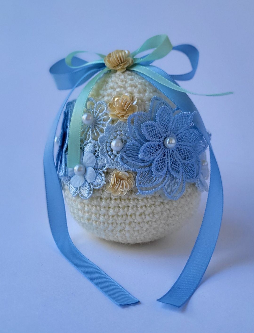 Crochet easter egg - Heavenly tenderness - ONE-OF-A-KIND