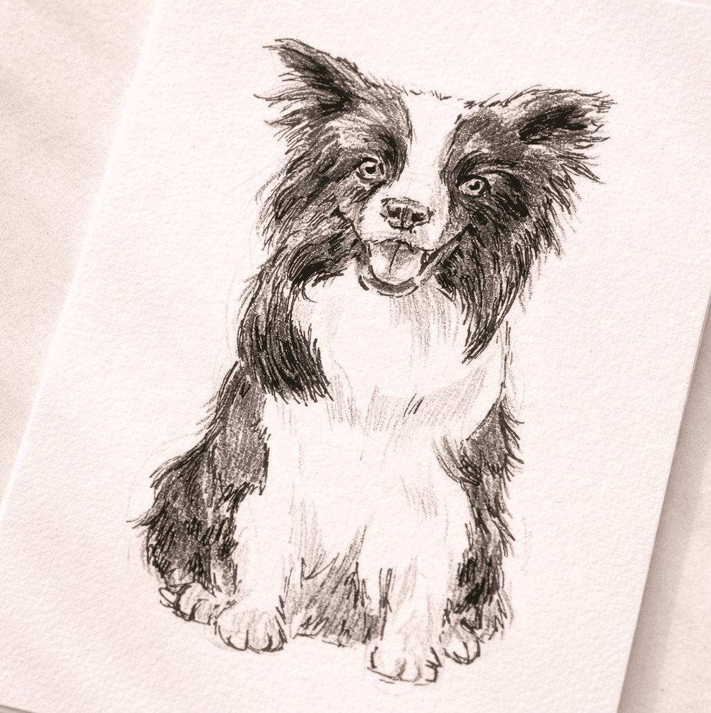 A Little Portrait of Your Pet – Custom Black & White Sketch