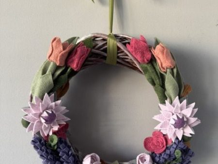 Elegant Felt Flower Wreath - 30cm