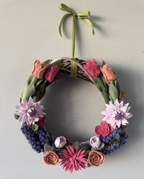 Elegant Felt Flower Wreath - 30cm