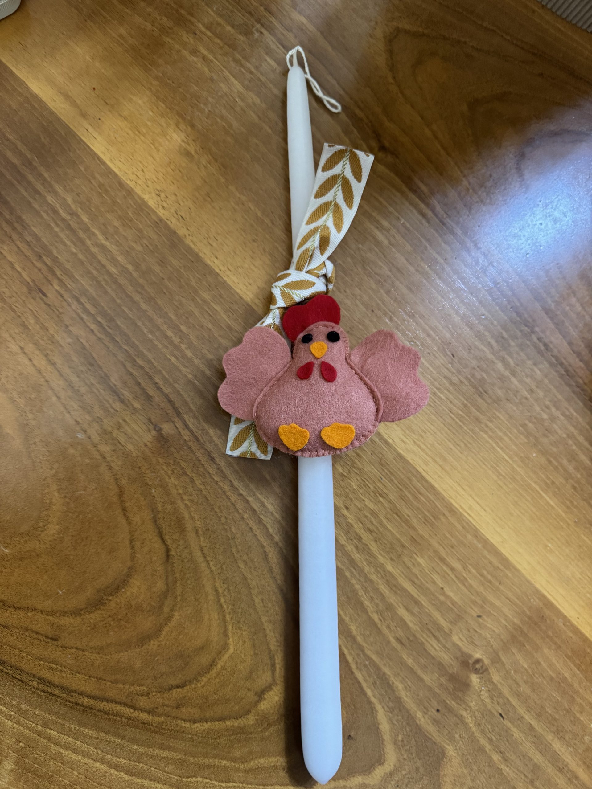 Easter candles with handmade felt hen ornaments - Image 4