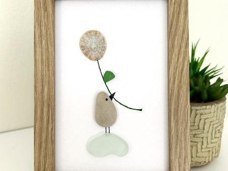 Handmade Seaglass Bird Art – Coastal Wall Décor with Seashell Flower
