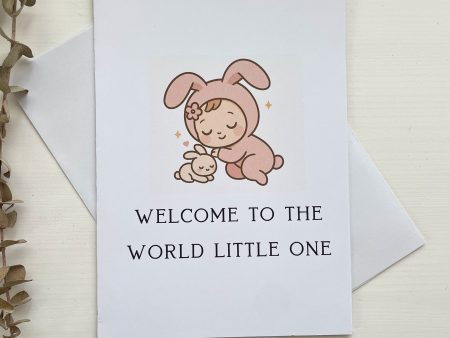 baby welcome card new baby greeting card cute bunny illustration handmade