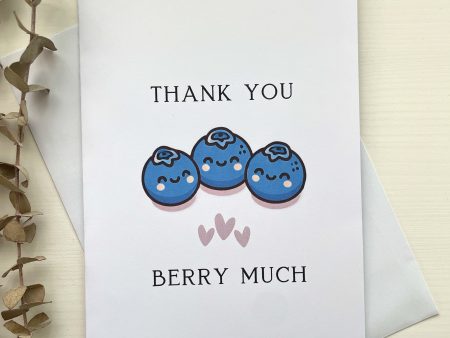 Thank You Card – Cute Blueberry Pun Card “Thank You Berry Much”