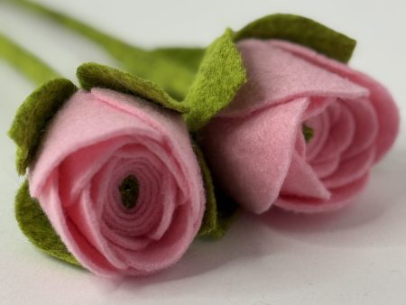 Handmade Felt Rose - 8 colours - Pink