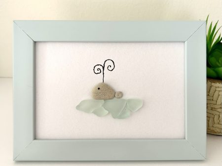 Handmade Seaglass Art from Cyprus – Whimsical Coastal Wall Décor Featuring a Cute Little Whale