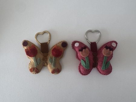 Handmade Felt Butterfly keyring - 2 colours