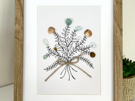 Handmade Seaglass Bouquet – Rustic Coastal Home Décor with Seaglass from Cyprus